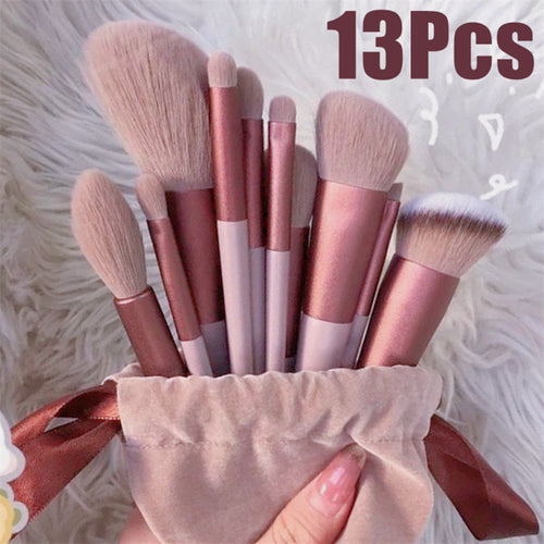 Supersonic 13-piece makeup brush set with concealer, blush, eyeshadow, highlighter, and foundation brushes for cosmetics application.
