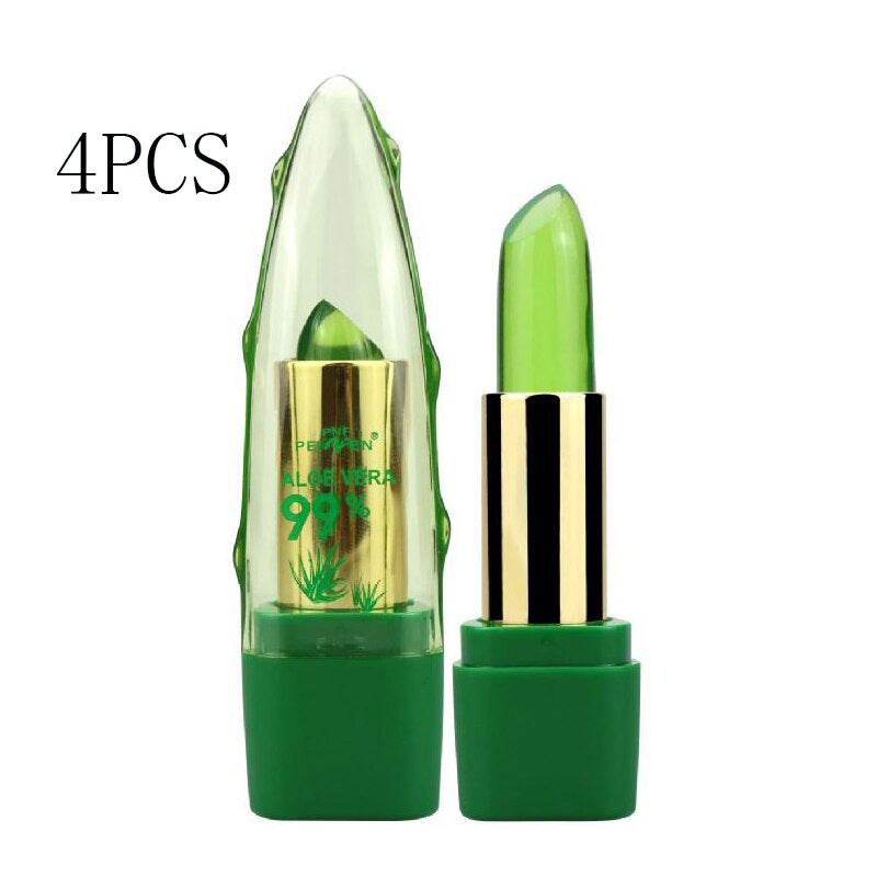 Supersonic Aloe Vera Gel color-changing lipstick gloss with moisturizing, anti-drying properties and fine-grain lip balm texture.