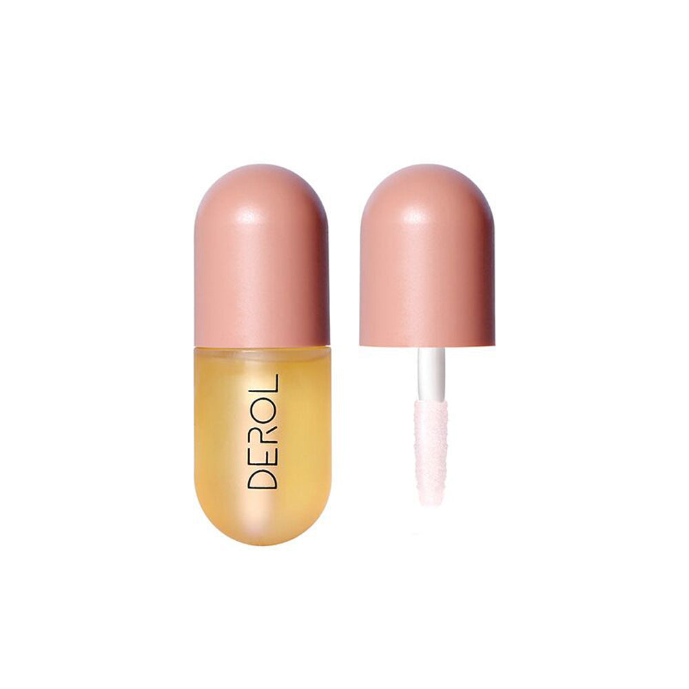 Supersonic Day and Night Lip Plumper Oil in clear, nourishing formula, showing glossy lips with smooth finish and subtle shine.
