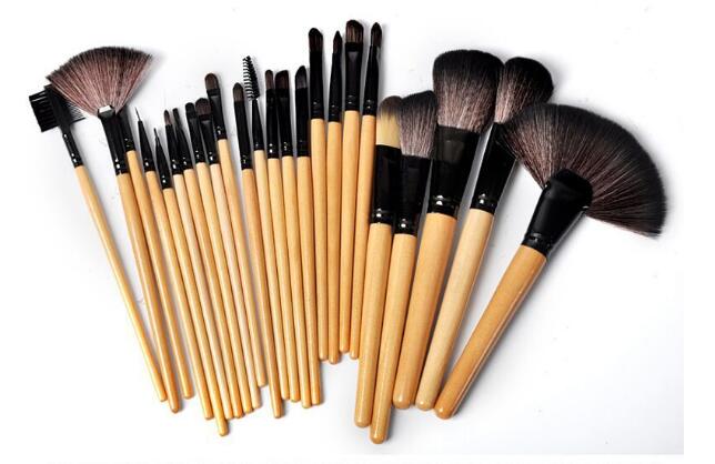 Set of 24 Supersonic professional makeup brushes including foundation, eyeshadow, eyebrow, and powder brushes for cosmetics application.
