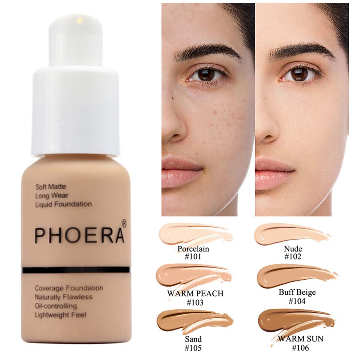 Supersonic Explosive Press Type Oil Control Matte Concealer Foundation Cream in natural color, showing the compact container and product label.