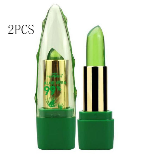 Supersonic Aloe Vera Gel Color Changing Lipstick Gloss with moisturizing, anti-drying, fine-grain lip balm for soft lips.