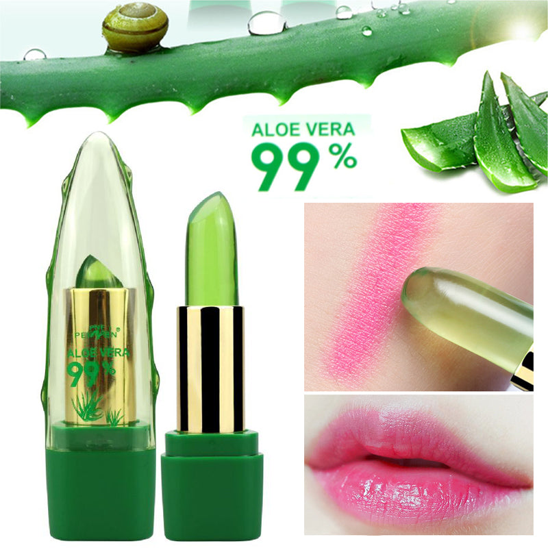 Supersonic Aloe Vera Gel Color Changing Lipstick Gloss with moisturizing, anti-drying, fine-grain lip balm for soft, hydrated lips