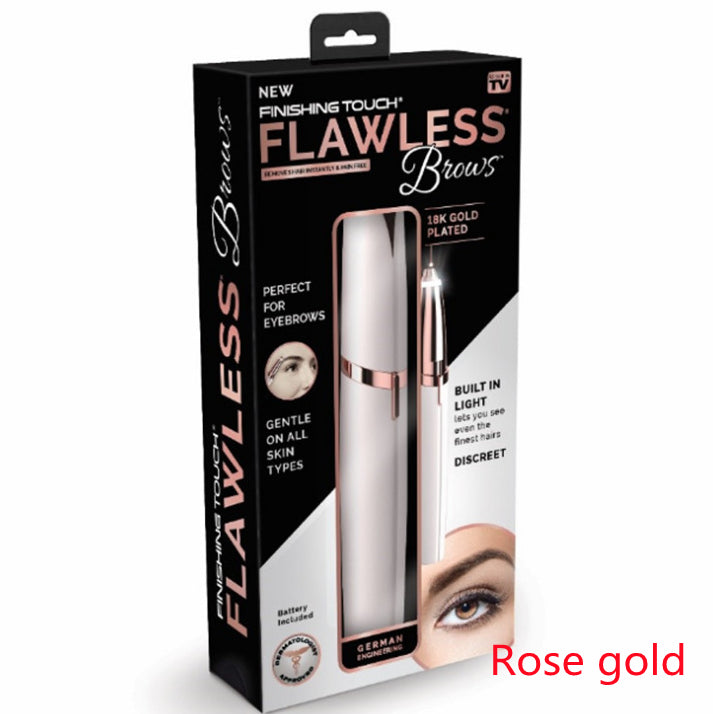 Supersonic Flawlessly Brows Electric Eyebrow Remover with sleek design and precision tips for easy, gentle eyebrow hair removal.