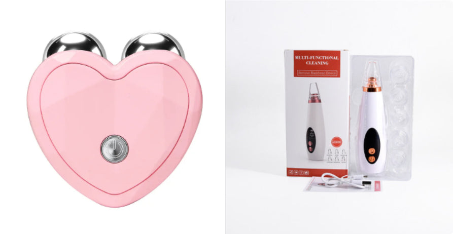 Supersonic blackhead pore vacuum cleaner and nose remover device with face suction for acne and skin care, black and sleek design.