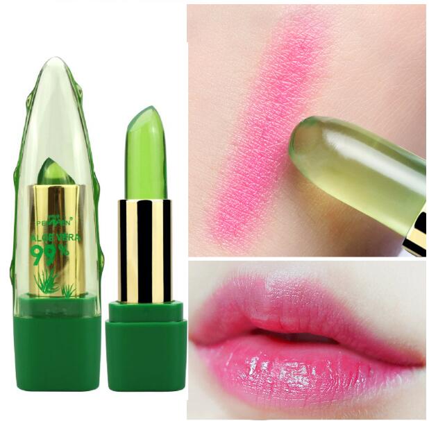 Supersonic Aloe Vera Gel Color Changing Lipstick Gloss with moisturizing, anti-drying properties and fine-grain lip balm texture.
